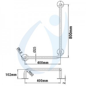 Uchwyt prysznicowy dla niepełnosprawnych - rysunek techniczny.