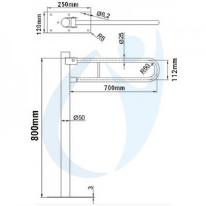 Uchwyt podłogowy uchylny - rysunek.
