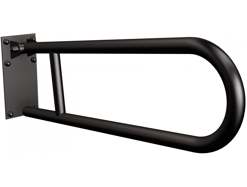 Czarny uchwyt dla niepełnosprawnych uchylny.