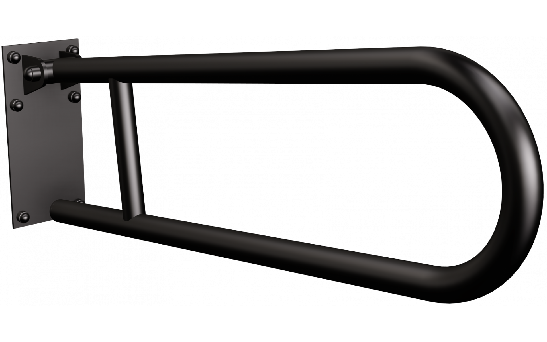 Czarny uchwyt dla niepełnosprawnych uchylny.