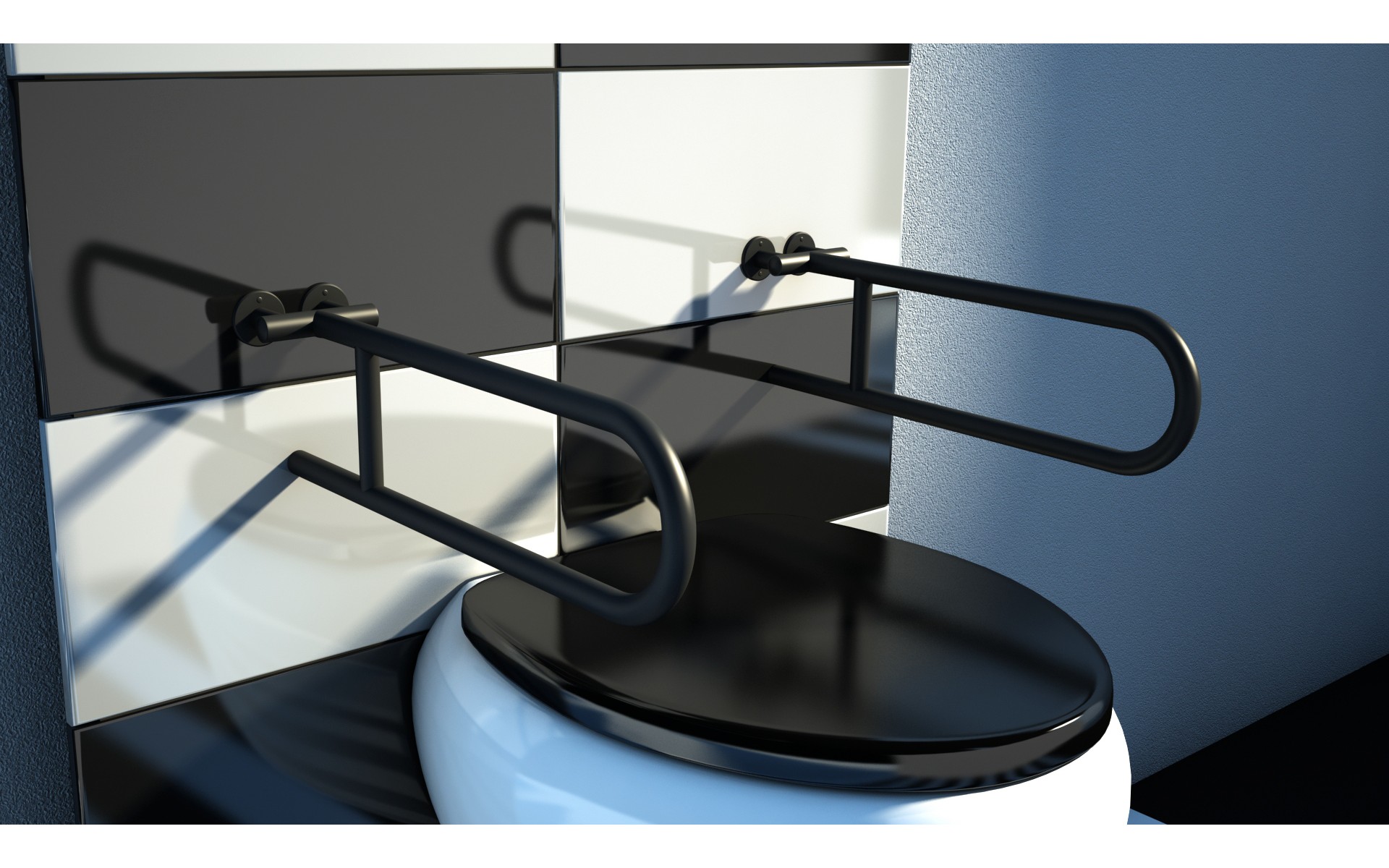 Czarne uchwyty dla niepełnosprawnych. Czarne uchwyty dla niepełnosprawnych.